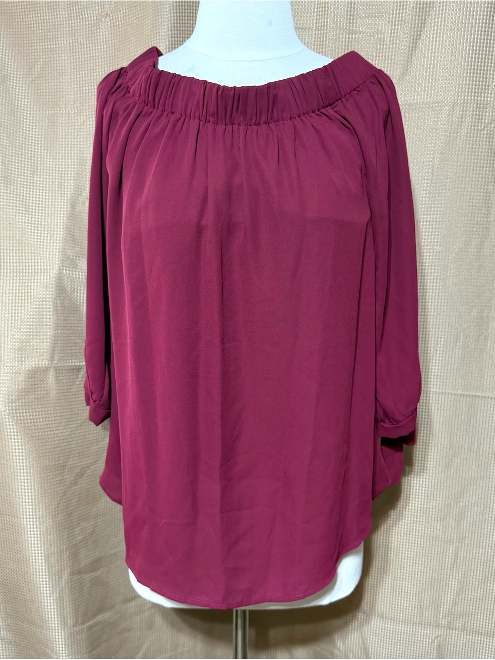 Women's Off-Shoulder Burgundy Peasant Blouse